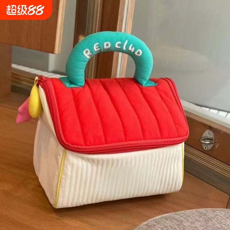 可爱房子包包护肤品收纳便携手提包清新甜美透气抗菌大容量帆布包