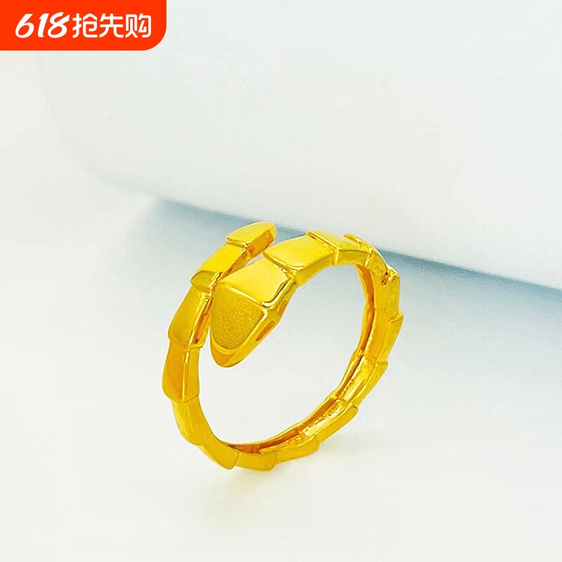 新中式气质纹理灵蛇戒指高级感时尚轻奢复古宫廷风百搭指环可调节