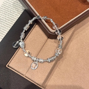 S925银白水晶手链龙心同款盘缠葫芦手串女款精致可调节轻奢高级感