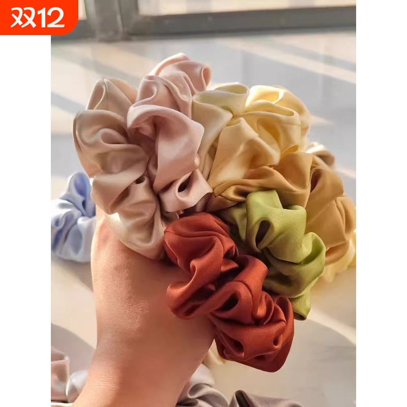 不虚标！30姆米真丝发圈4cm/6cm 100%桑蚕丝大肥肠圈法式加厚发饰