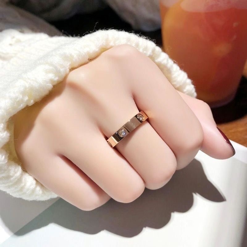love情侣戒指男女款镀18K玫瑰金满天星指环送女友生日礼物不掉色