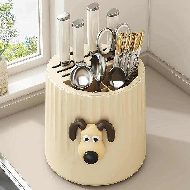 刀架厨房置物架可旋转筷子刀具整理神器家用多功能厨房工具沥水架