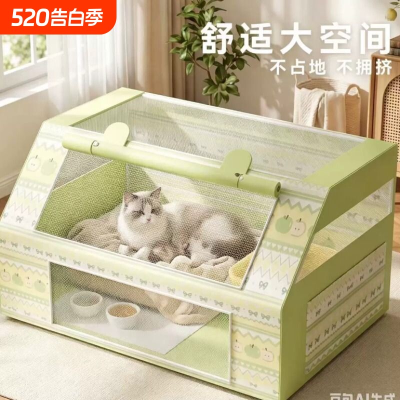 26年新款猫产房透气夏天猫窝狗窝别墅便携猫咪矩形繁育猫笼子宠物