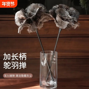 加厚掸子家用打扫灰尘鸵鸟毛长柄除尘掸驼羽掸逗猫棒清洁掸鸡毛掸