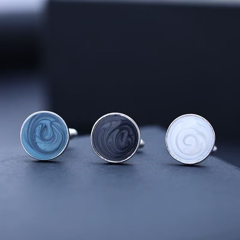 时尚圆形金属袖扣男士法式衬衫商务正装袖钉