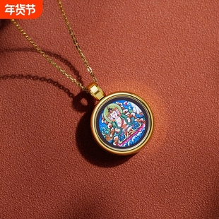 藏式小唐卡1.6cm吊坠十二生肖本命守护神项链嘎乌盒西藏好运
