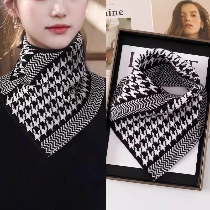 新款韩版百搭三角围脖防寒保暖护颈脖套针织围巾女冬季套头假领子