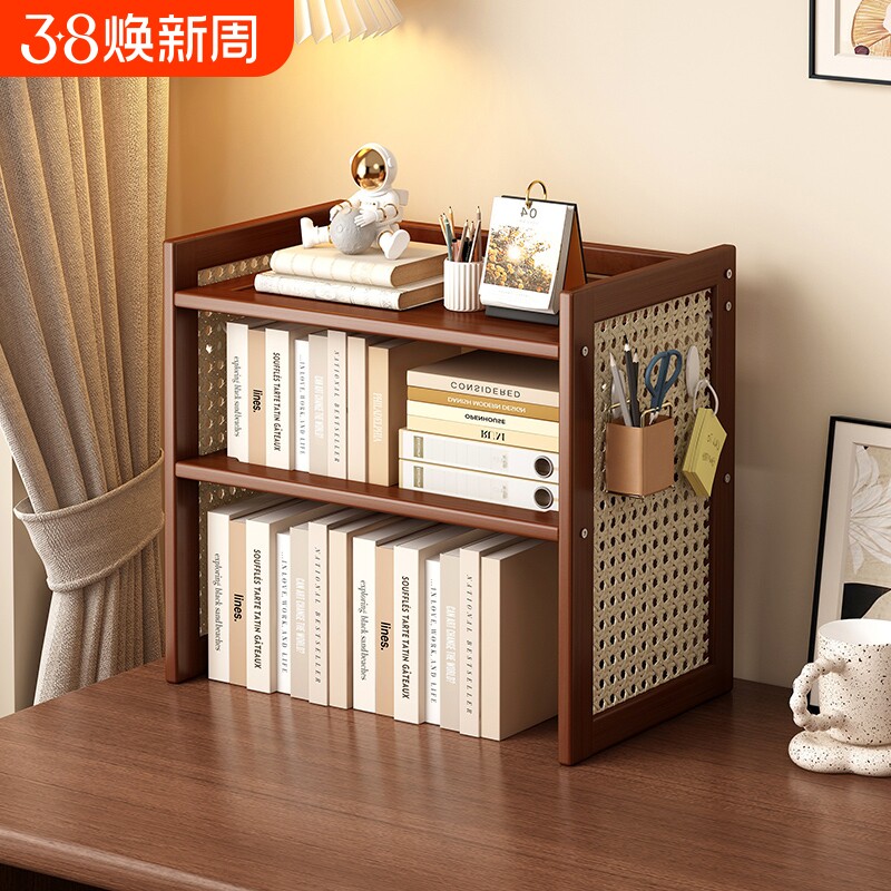 办公桌面置物架桌上书架立式多层书桌收纳架工位架子分层台面楠竹