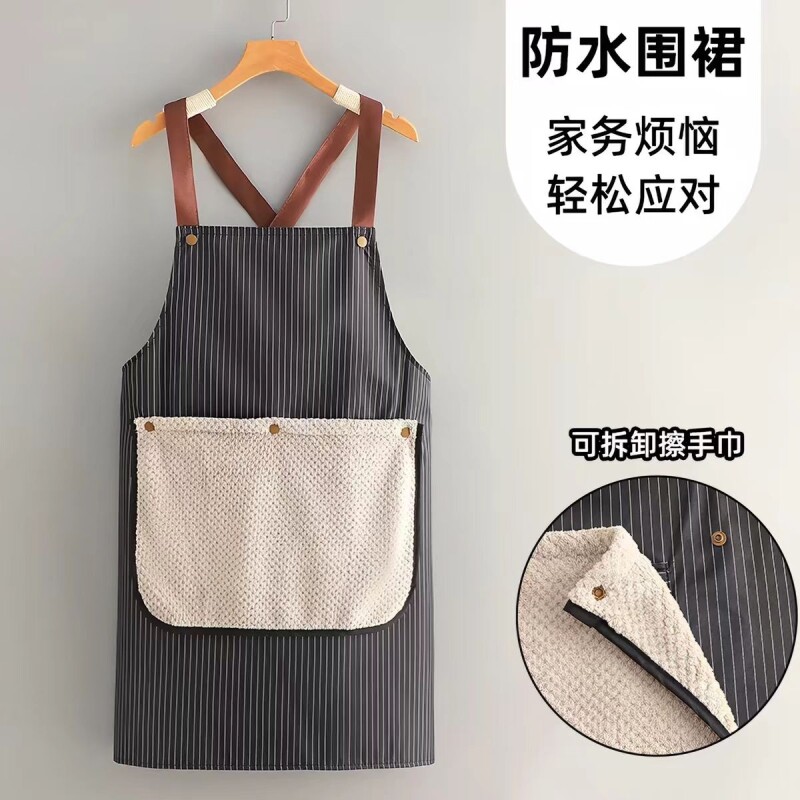 做饭围裙2025新款家用厨房防水防油工作服女围腰餐饮专用夏季薄款