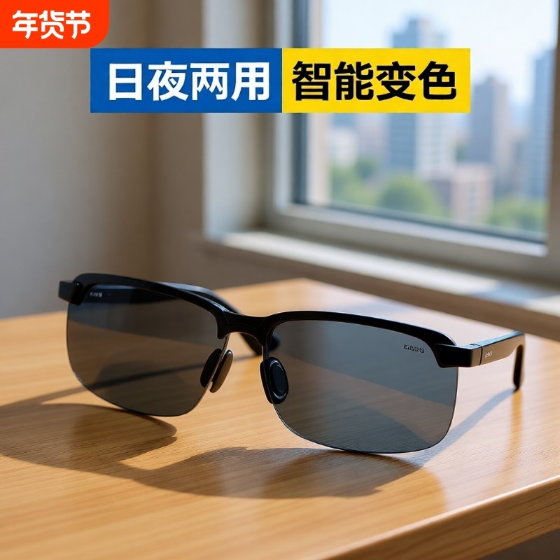 偏光眼镜夜视镜墨镜感光太阳镜男钓鱼日夜两用开车专用变色驾驶