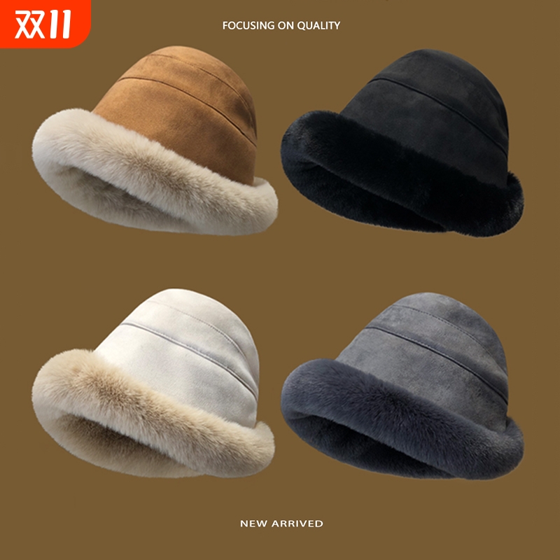 帽子女冬季新款加绒渔夫帽保暖棉帽防风护耳雷锋帽女秋冬毛绒盆帽
