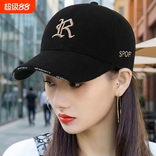 大头围棒球帽鸭舌帽子女2026新款显脸小帽檐夏季防晒帽黑色休闲