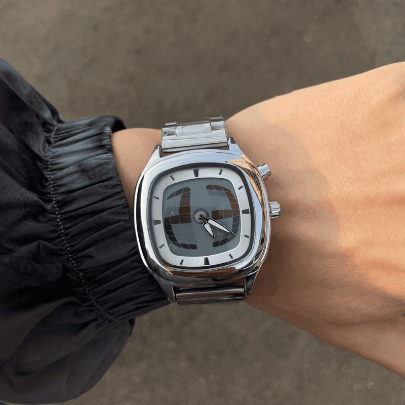 vintage手表男款方块数字显示复古小众腕表男学生高级感石英数