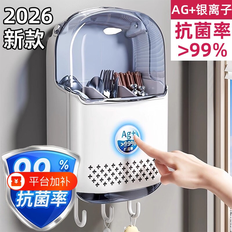 新款抗菌筷子收纳盒家用高档新款厨房收纳台面沥水置物架勺笼筷筒