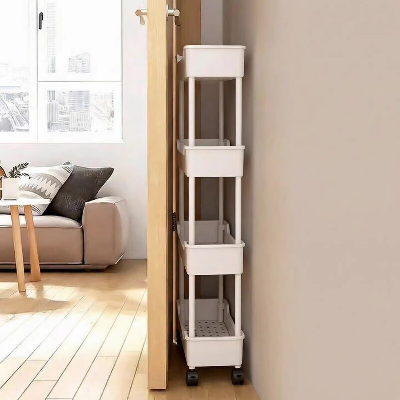 厨房蔬果菜收纳架落地门后夹缝多层调味料小推车可移动厨具放置架