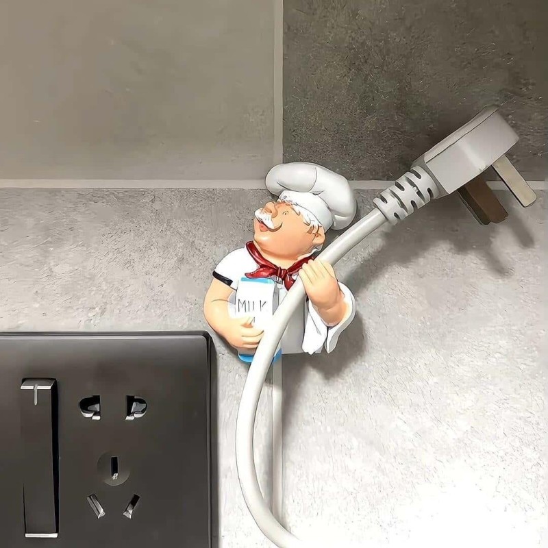 【家居好物】可爱厨师插头固定器厨房电线高级感创意开关贴挂钩