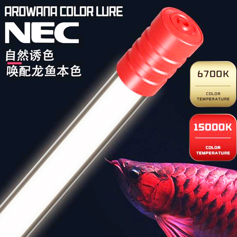 正品nec鱼缸金龙红龙鱼专用发色三基色日光照明灯管T8防水潜水灯
