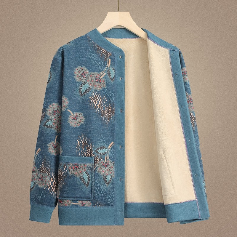妈妈秋冬装针织开衫中老年人太太冬季加绒奶奶装衣服春秋毛衣外套