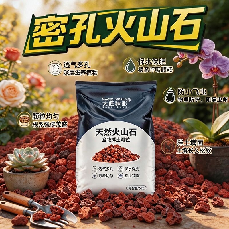 火山石养花专用颗粒营养土蝴蝶兰花多肉种植土铺面石鱼缸造景底砂