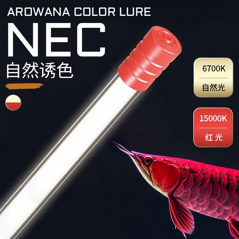 正品nec鱼缸红龙鱼专用发色三基色日光照明灯管T8防水潜水灯