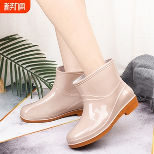 厨房保暖干活半桶鞋 耐磨雨靴成人胶鞋 中筒短筒 女防水防滑水鞋 雨鞋