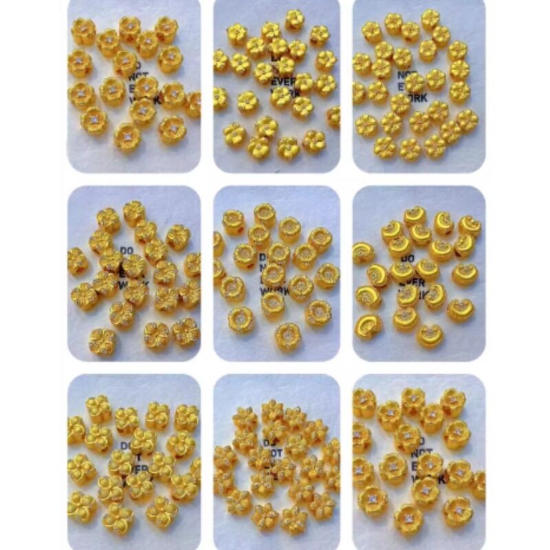 lisv沙金铜镀金色镶嵌四叶草桂花祥云配件diy手绳手链项链隔珠