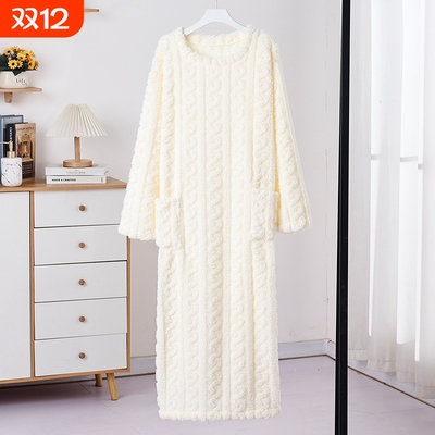 行走的大被子浴裙浴袍提花长款宽松加厚家居睡袍睡裙女士冬季睡衣