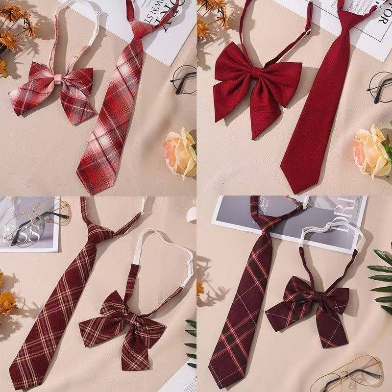 jk小领带黑色女士学院风制服蝴蝶结领结格子免打衬衫配饰装饰女生