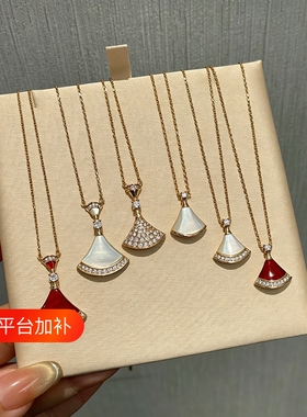 不掉色裙子扇形项链女轻奢小众时尚百搭高级感吊坠锁骨链送玫瑰金