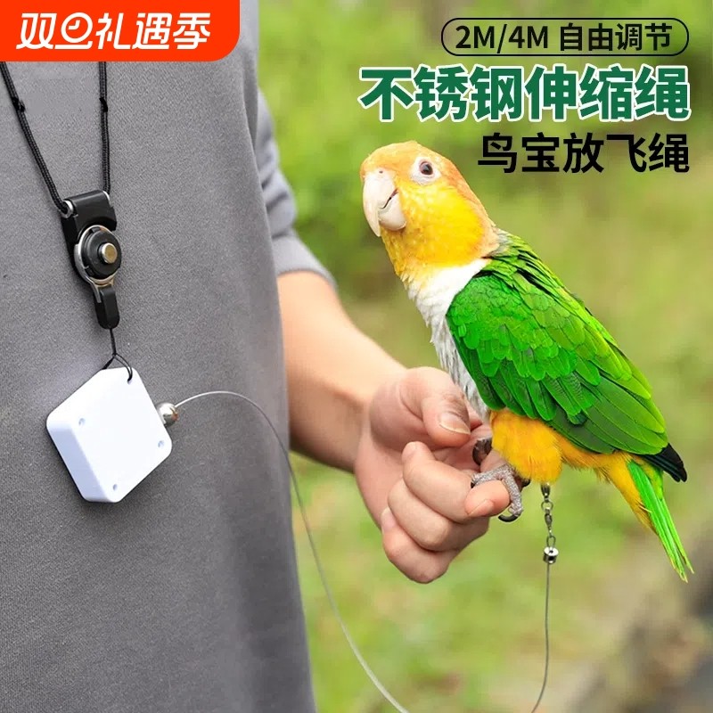鹦鹉放飞绳虎皮牡丹玄凤自动伸缩遛鸟绳外出飞行小鸟不伤脚牵引绳