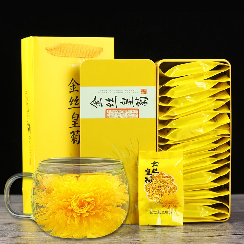 正品特级菊花茶金丝皇菊一朵一杯胎菊贡菊单独小包装黄菊泡水喝