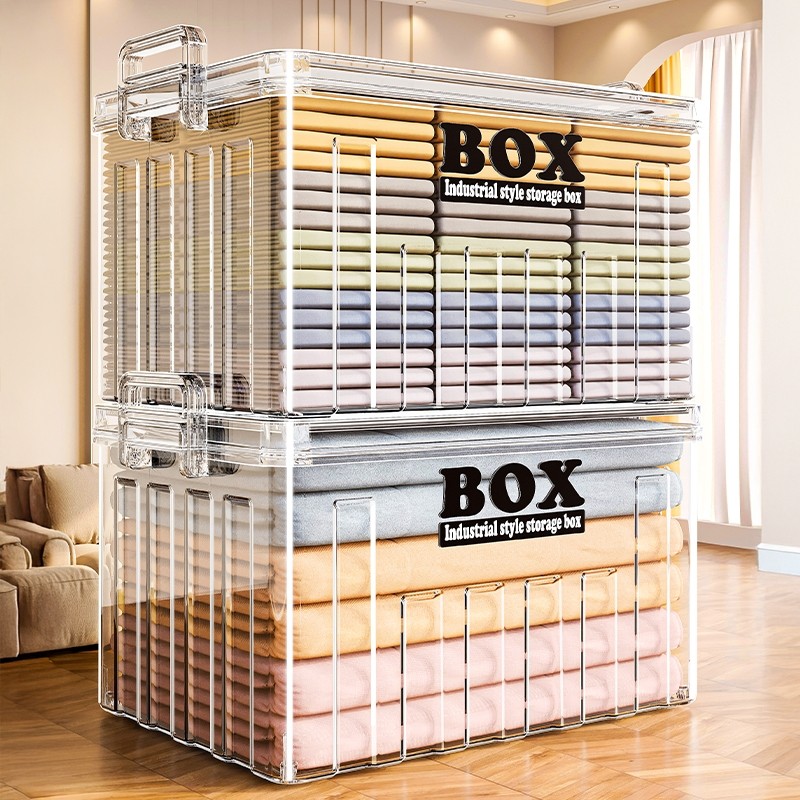 大容量透明收纳箱家用衣柜衣物塑料盒子玩具书本后备周转储物箱子