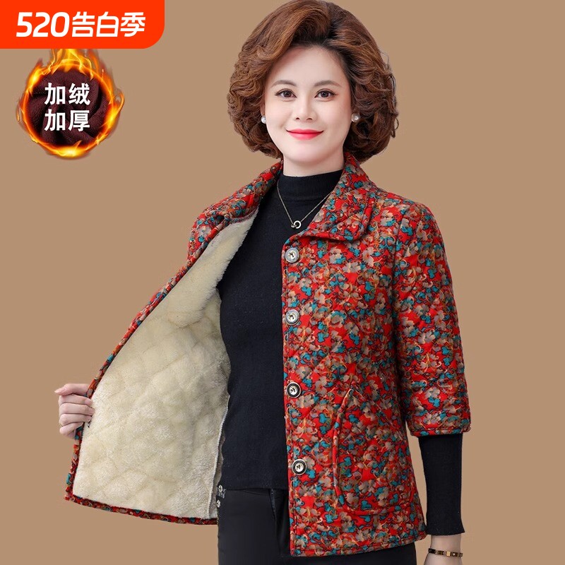 中老年人妈妈装半袖棉服女马甲秋冬加绒加厚棉衣马夹中袖棉袄轻薄