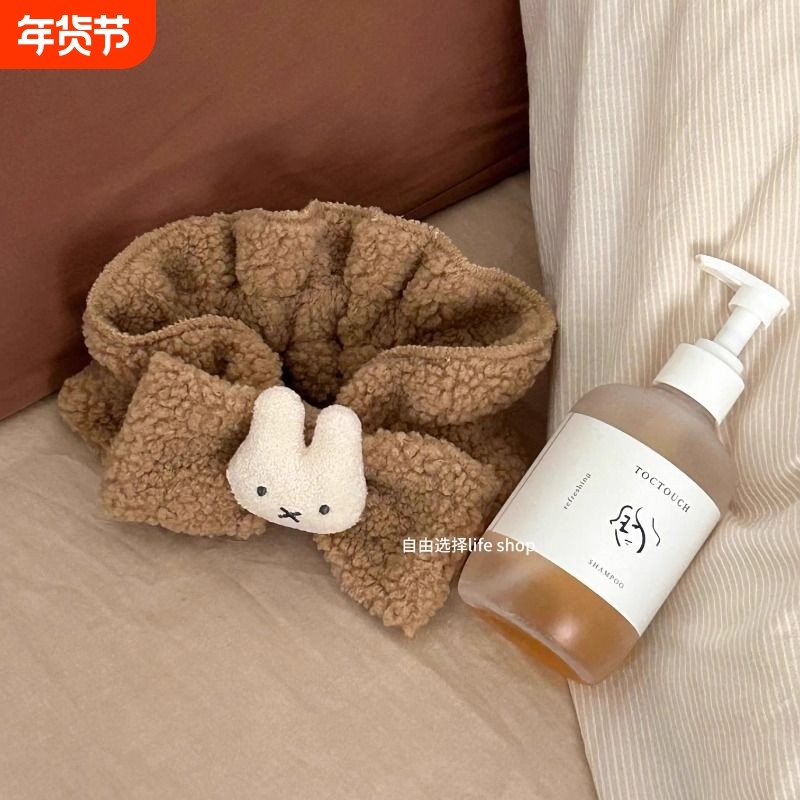 简约兔子大蝴蝶结束发带羊羔毛发带宽边头带头饰洗脸敷面膜发圈