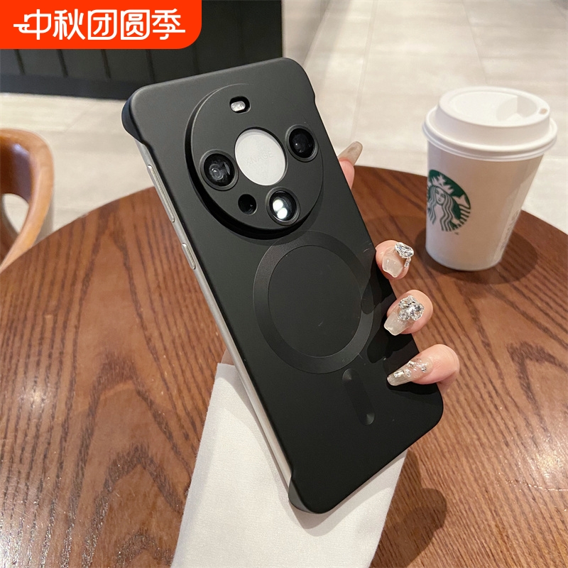 超薄无边框适用华为mate60pro手机壳新款全包镜头mate60pro磁吸外壳高级感男女款mt60情侣款2025防摔硅胶套