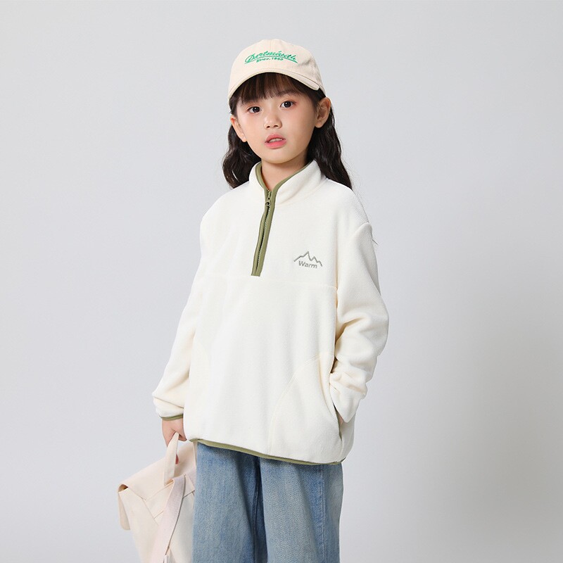 女童装立领卫衣冬款男孩双面摇粒绒保暖拉链上衣儿童套头外套抓绒