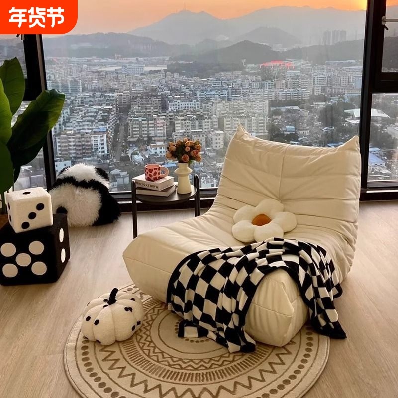 毛毛虫沙发卧室客厅阳台休闲懒人沙发单人小户型躺椅休闲椅黑色