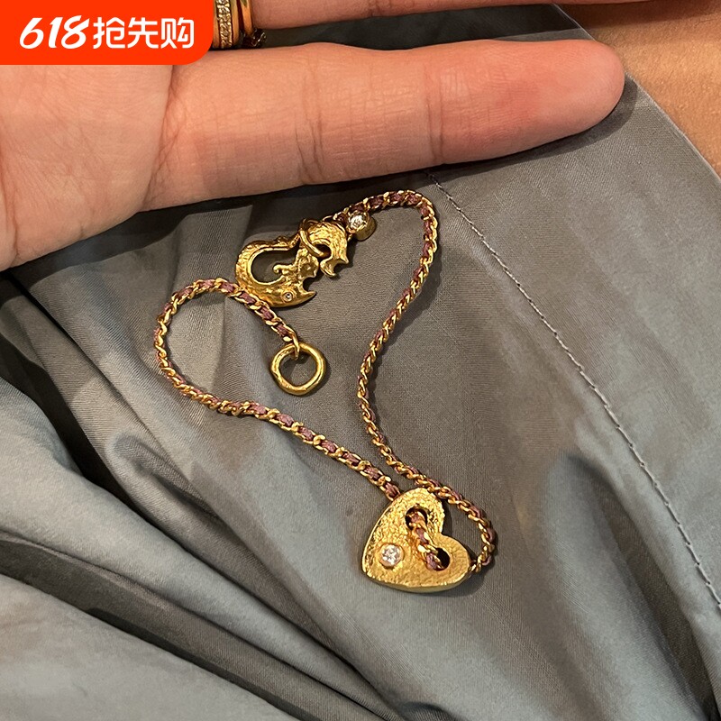法式爱心编绳缠绕手链高级感时尚新款轻奢小众高颜值气质设计饰品