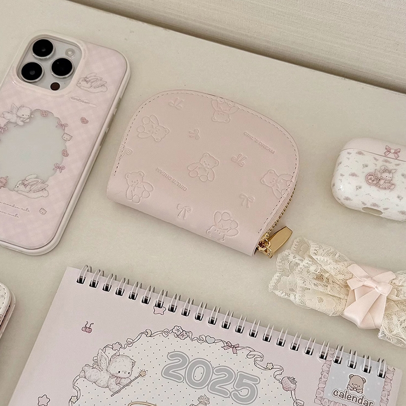 原创设计压印小熊零钱包可爱学生卡夹短款少女心大容量多卡位卡包