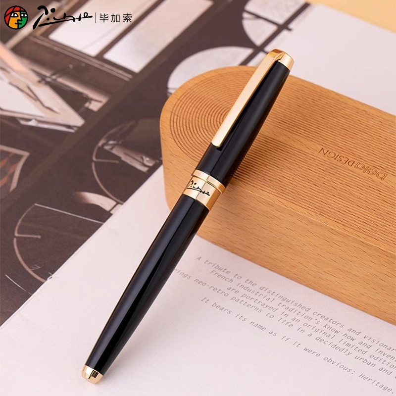 毕加索918男女士商务办公用签字笔签单笔学生练字书法用金属宝珠笔礼盒装礼物可刻字