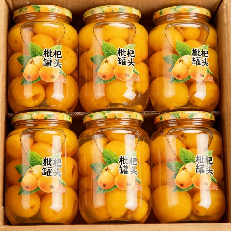 正宗枇杷罐头无核果肉玻璃瓶整箱图片
