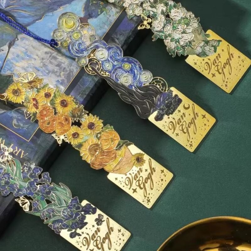 复古油画书签高档精致金属梵高书签送老师小礼品古典创意高颜值生日礼物女生文创纪念品伴手礼小学生奖励文具