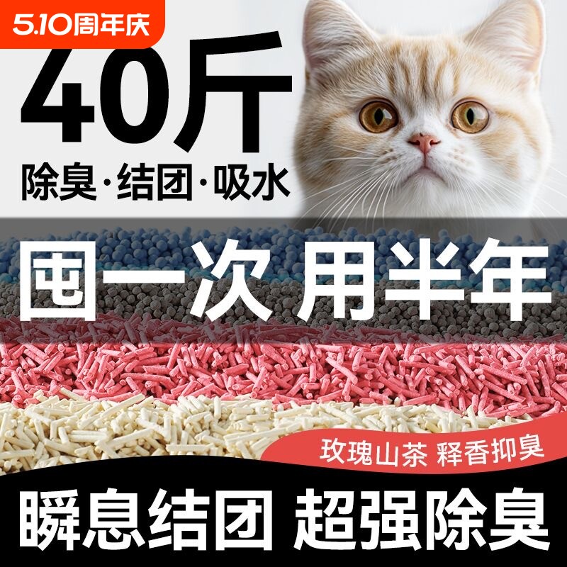 猫砂豆腐砂包邮20公斤除臭无尘40斤10斤大袋猫咪用品混合奶香原味