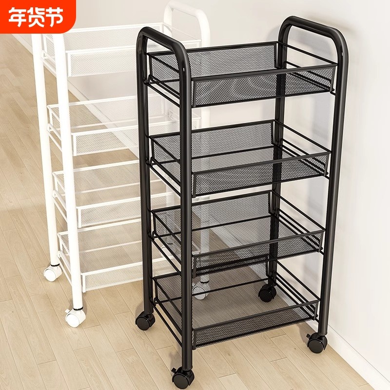 小推车厨房多功能置物架蔬菜零食架收纳储物架落地多层可移动客厅