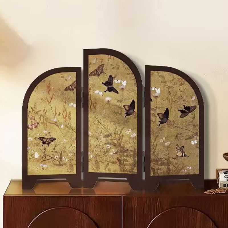 中古风仿古桌面摆件客厅创意小屏风装饰画山水玄关柜电视柜画美学