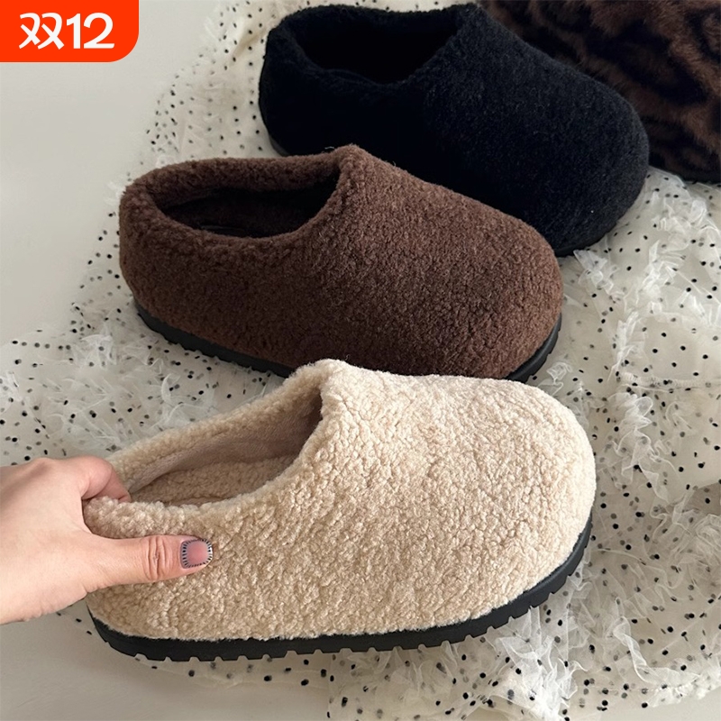 增高6cm卡皮吧啦棉拖鞋2025新款外穿厚底棉鞋加绒保暖勃肯包头拖