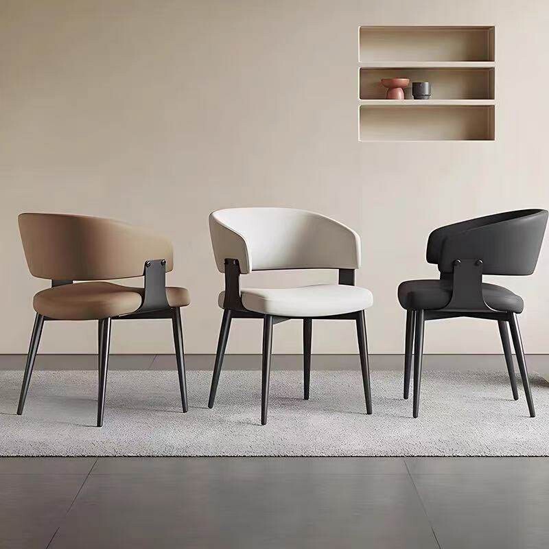 意式极简真皮餐椅北欧椅子现代简约家用靠背椅轻奢吃饭餐桌椅子