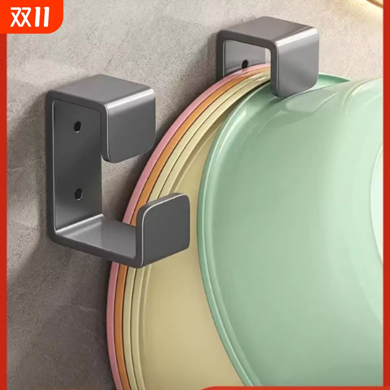 免打孔脸盆收纳架浴室壁挂式洗脸盆挂钩盆架卫生间置物架挂盆子架