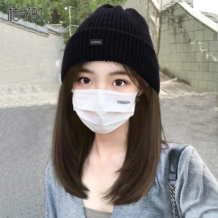 帽子假发一体女长发秋冬锁骨发全头套仿真发2026新款短发假发帽子