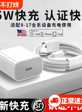 【iPhone17首选】45W快充适用苹果17promax充电器头原15正品装手机iPhone16数据线12/14plus编织平板PD30/20w